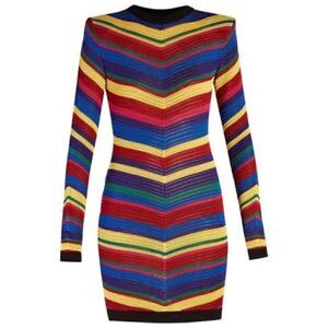 Inspired Rainbow Diagonal Striped Breathable Knitted Dress. Size XS.